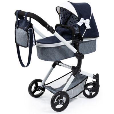 Bayer Design Dolls: Pram Neo Vario - Blue, Grey, White - Includes Shoulder Bag, Fits Dolls Up to 20.5 in., 18481AB