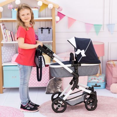 Image showing 5 th Bayer Design Dolls: Pram Neo Vario - Blue, Grey, White - Includes Shoulder Bag, Fits Dolls Up to 20.5 in., 18481AB