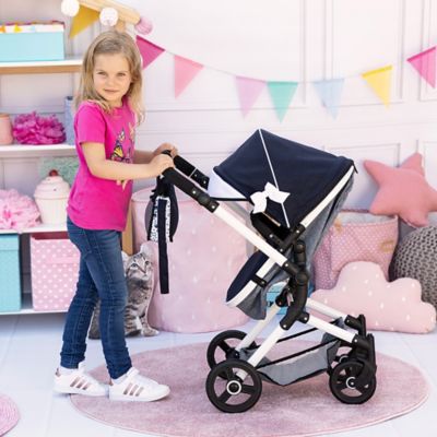 Image showing 6 th Bayer Design Dolls: Pram Neo Vario - Blue, Grey, White - Includes Shoulder Bag, Fits Dolls Up to 20.5 in., 18481AB