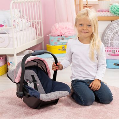 Image showing  Dolls: Car Seat - Grey, Blue, Pink Butterfly - Fits Dolls Up to 18 in., 67927AA