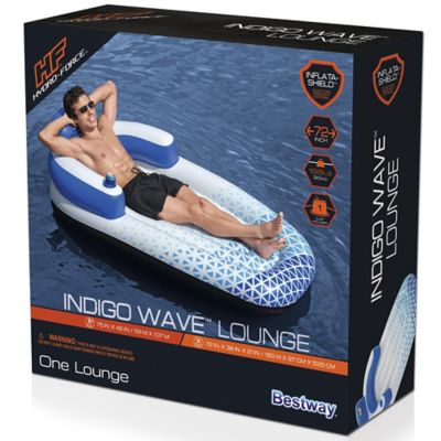 Image showing  Hydro Force: Indigo Wave Pool Lounge 72 in. x 42 in. - Bestway Inflatable, Pool Accessory, 43533E