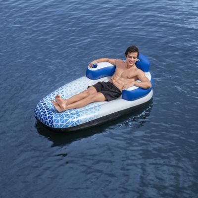 Image showing 5 th Hydro-Force Hydro Force: Indigo Wave Pool Lounge 72 in. x 42 in. - Bestway Inflatable, Pool Accessory, 43533E