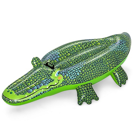 H2OGO! Buddy Croc Ride-On - Inflatable Crocodile, 60 in. x 28 in. - Bestway, Kids Pool Accessory, 41477E