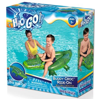 Image showing  Buddy Croc Ride-On - Inflatable Crocodile, 60 in. x 28 in. - Bestway, Kids Pool Accessory, 41477E