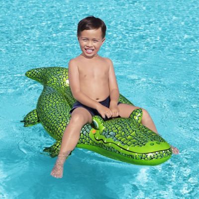Image showing 5 th H2OGO! Buddy Croc Ride-On - Inflatable Crocodile, 60 in. x 28 in. - Bestway, Kids Pool Accessory, 41477E