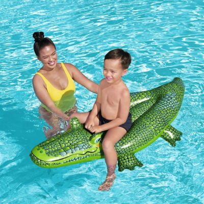 Image showing 6 th H2OGO! Buddy Croc Ride-On - Inflatable Crocodile, 60 in. x 28 in. - Bestway, Kids Pool Accessory, 41477E