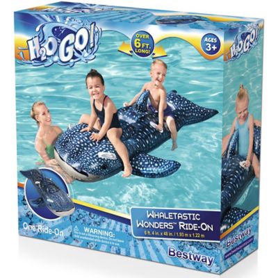 H2OGO! Whaletastic Wonders Inflatable Ride-On - 6 ft.4 in. x 48 in. - Kids 2 Rider Water Float, 41482E