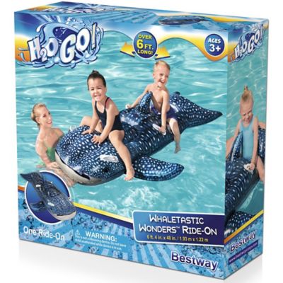 Bestway H2OGO! Whaletastic Wonders Inflatable Ride-On - 6 ft.4 in. x 48 in. - Kids 2 Rider Water Float, 41482E