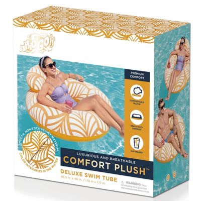Image showing  Comfort Plush Deluxe Swim Tube 46.5 in. x 46 in. - Bestway, Yellow & White, 43643E