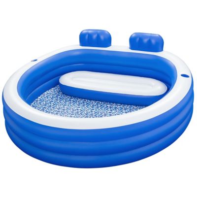 H2OGO! Splash Paradise Family Pool 7 ft.7 in. x 7 ft.2 in. x 31 in. - Inflatable, Blue & White, 54422E,