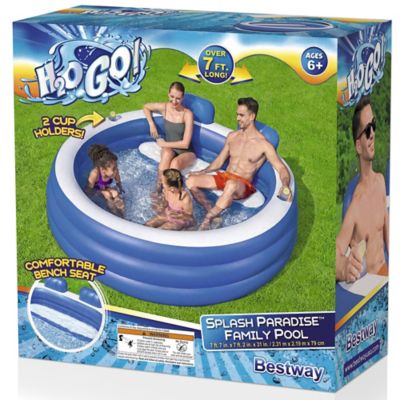 Image showing  H2OGO! Splash Paradise Family Pool 7 ft.7 in. x 7 ft.2 in. x 31 in. - Inflatable, Blue & White, 54422E,