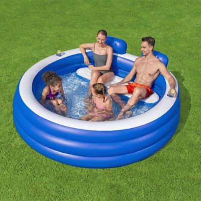 Image showing 9 th Bestway H2OGO! Splash Paradise Family Pool 7 ft.7 in. x 7 ft.2 in. x 31 in. - Inflatable, Blue & White, 54422E,