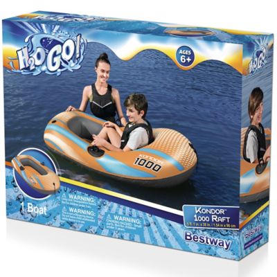 Image showing  Kondor 1000 Raft - 4 ft.11 in. x 33 in. - Kids & Teens, Orange & Blue, 120 lb. Weight Capacity, 61136E