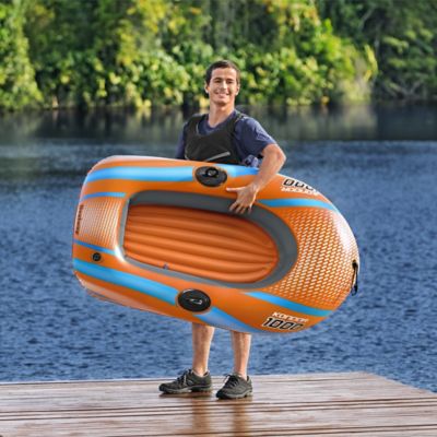 Image showing 5 th H2OGO! Kondor 1000 Raft - 4 ft.11 in. x 33 in. - Kids & Teens, Orange & Blue, 120 lb. Weight Capacity, 61136E
