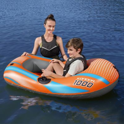 Image showing 6 th H2OGO! Kondor 1000 Raft - 4 ft.11 in. x 33 in. - Kids & Teens, Orange & Blue, 120 lb. Weight Capacity, 61136E