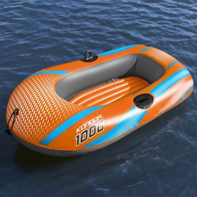 Image showing 7 th H2OGO! Kondor 1000 Raft - 4 ft.11 in. x 33 in. - Kids & Teens, Orange & Blue, 120 lb. Weight Capacity, 61136E