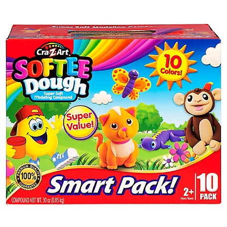 Cra-Z-Art Softee Dough Smart Pack - 10 Pack - Assorted Colors, Non-Toxic & Safe, 13565