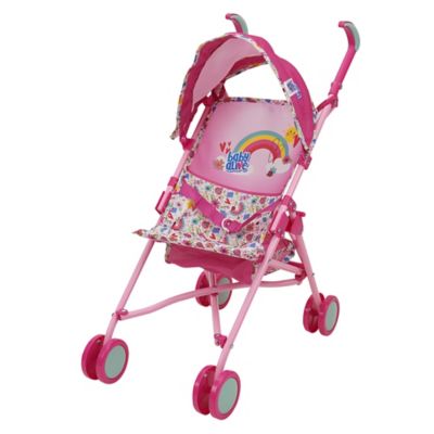 Baby Alive Doll Stroller - Pink & Rainbow - Fits Dolls Up to 24 in., Retractable Canopy, Safety Harness for Baby Doll, T709036