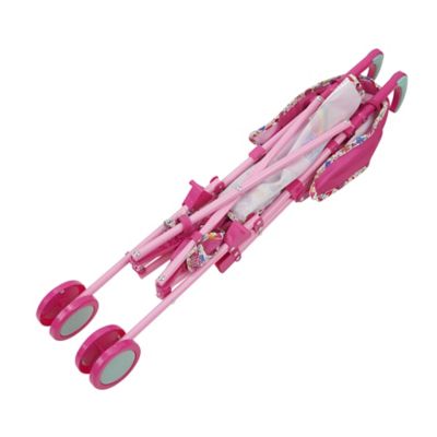 Image showing  Doll Stroller - Pink & Rainbow - Fits Dolls Up to 24 in., Retractable Canopy, Safety Harness for Baby Doll, T709036