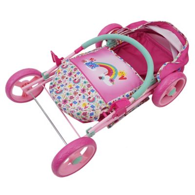 Image showing  Deluxe Classic Doll Pram, Pink & Rainbow, Includes Matching Handbag/Diaper Bag, Fits Dolls Up to 18 in.