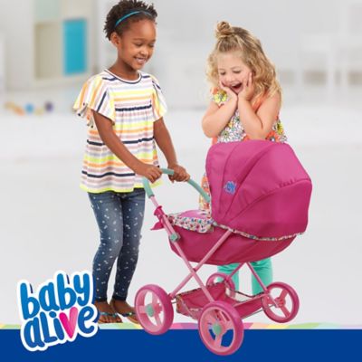 Image showing  Deluxe Classic Doll Pram, Pink & Rainbow, Includes Matching Handbag/Diaper Bag, Fits Dolls Up to 18 in.