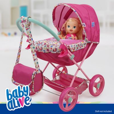 Image showing 5 th Baby Alive Deluxe Classic Doll Pram, Pink & Rainbow, Includes Matching Handbag/Diaper Bag, Fits Dolls Up to 18 in.