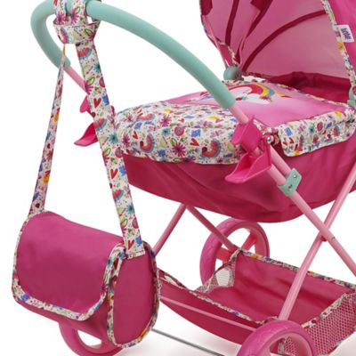 Image showing 6 th Baby Alive Deluxe Classic Doll Pram, Pink & Rainbow, Includes Matching Handbag/Diaper Bag, Fits Dolls Up to 18 in.
