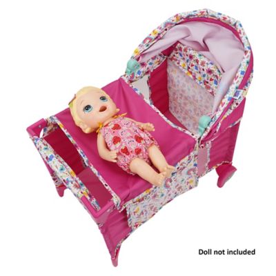Image showing  Deluxe Doll Play Yard - Pink & Rainbow - Fits Dolls Up to 18 in., Retractable Canopy, T762036