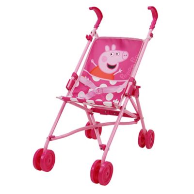 peppa pig doll umbrella stroller - pink & white dots - fits dolls up to 24 in., easy to fold for storage, t702037