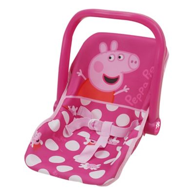 peppa pig baby doll car seat - pink & white dots - fits dolls up to 18 in. convertible into a feeding chair, t780037