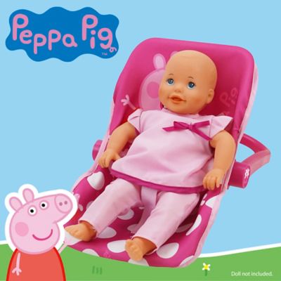 Image showing  Baby Doll Car Seat - Pink & White Dots - Fits Dolls Up to 18 in. Convertible Into a Feeding Chair, T780037