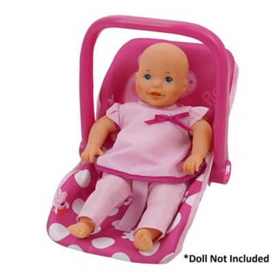Image showing  Baby Doll Car Seat - Pink & White Dots - Fits Dolls Up to 18 in. Convertible Into a Feeding Chair, T780037