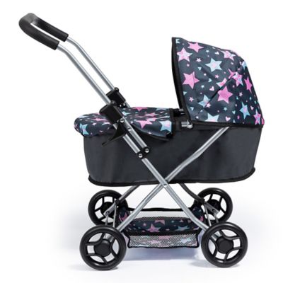Image showing  Dolls: Pram Starter - Blue Pink, Stars - with Soft Adjustable Height Handle, 12906AA