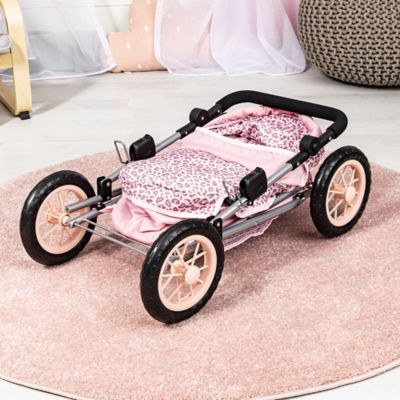 Image showing  Dolls: Trendy Pram - Pink & Animal Print- Includes Shoulder Bag, 13002AA