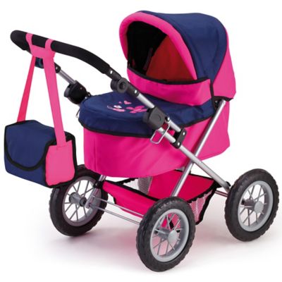 Bayer Design Dolls: Trendy Pram - Blue, Hot Pink, Butterfly - Includes Shoulder Bag, 13013AA