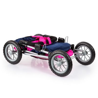 Image showing  Dolls: Trendy Pram - Blue, Hot Pink, Butterfly - Includes Shoulder Bag, 13013AA