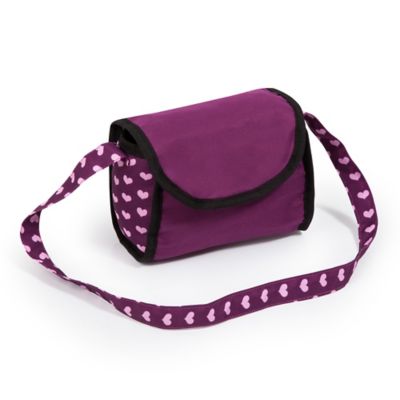 Image showing  Dolls: Trendy Pram - Burgundy, Pink, Hearts - Includes Shoulder Bag, 13037AA