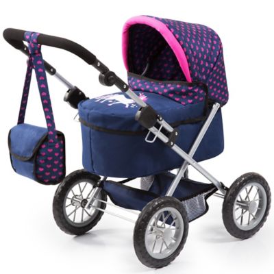 Bayer Design Dolls: Trendy Pram - Blue, Pink, Hearts - Includes Shoulder Bag, Fits Dolls Up to 18 in., 13054AA