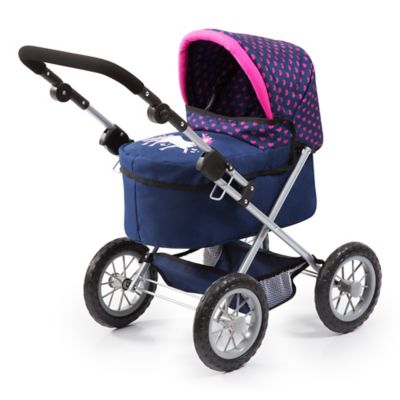Image showing  Dolls: Trendy Pram - Blue, Pink, Hearts - Includes Shoulder Bag, Fits Dolls Up to 18 in., 13054AA