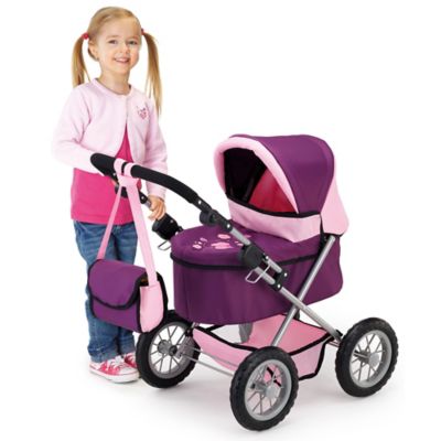 Image showing 5 th Bayer Design Dolls: Trendy Pram - Purple & Pink - Includes Shoulder Bag, Fits Dolls Up to 18 in., 13057AA