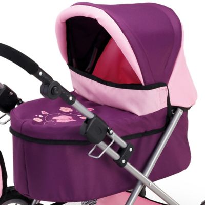 Image showing 6 th Bayer Design Dolls: Trendy Pram - Purple & Pink - Includes Shoulder Bag, Fits Dolls Up to 18 in., 13057AA