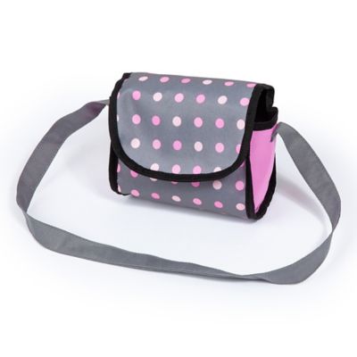 Image showing  Dolls: Trendy Pram - Grey, Pink, Dots - Includes Shoulder Bag, Fits Dolls Up to 18 in., 13066AA