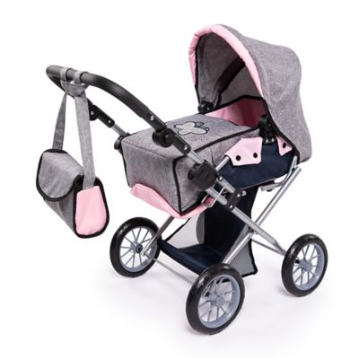 Bayer Design Dolls: Pram City Star - Grey, Pink, Butterfly - Includes Matching Handbag, 13627AA