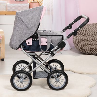 Image showing  Dolls: Pram City Star - Grey, Pink, Butterfly - Includes Matching Handbag, 13627AA