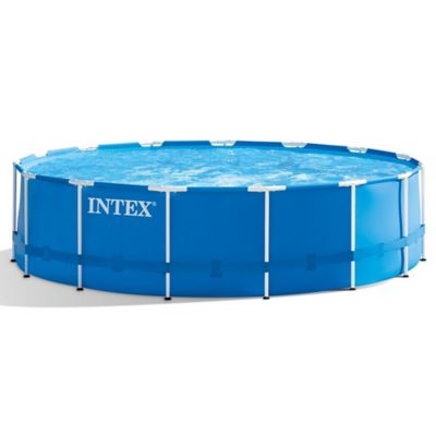 Intex 15 ft. x 48 ft. Round Metal Frame Pool Set, Above Ground Pool Set