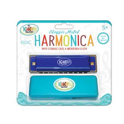 Image showing  Classic Metal Harmonica - 4 in. Harmonica Comes with Storage Case, Microfiber Cloth, 50301