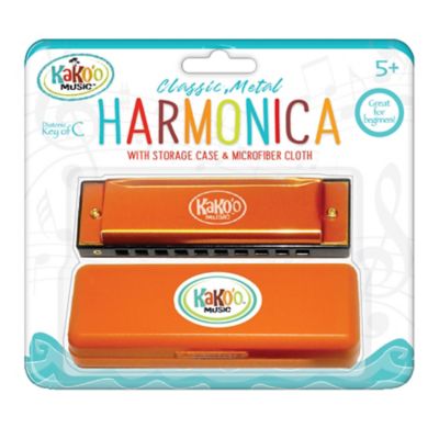 Image showing  Classic Metal Harmonica - 4 in. Harmonica Comes with Storage Case, Microfiber Cloth, 50302