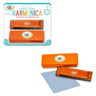 Image showing  Classic Metal Harmonica - 4 in. Harmonica Comes with Storage Case, Microfiber Cloth, 50302