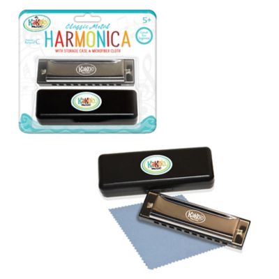 Image showing  Classic Metal Harmonica - 4 in. Harmonica Comes with Storage Case, Microfiber Cloth, 50304