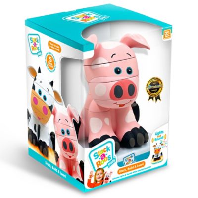 Stack-a-Roos Pals 5 pc. Baby Pig Stacking Animal Tower Toy with Lights and Sounds, Ages 12 Months and Up